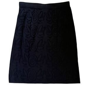 Exclusively Misook Black Textured Straight Knit Petite Skirt Sz MP